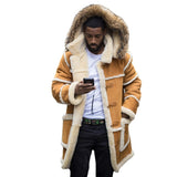 Thick Men's Faux-Fur Coat with Pockets and Hood