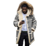 Thick Men's Faux-Fur Coat with Pockets and Hood