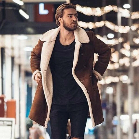 Winter Men's Faux Fur Thick Collar Coat