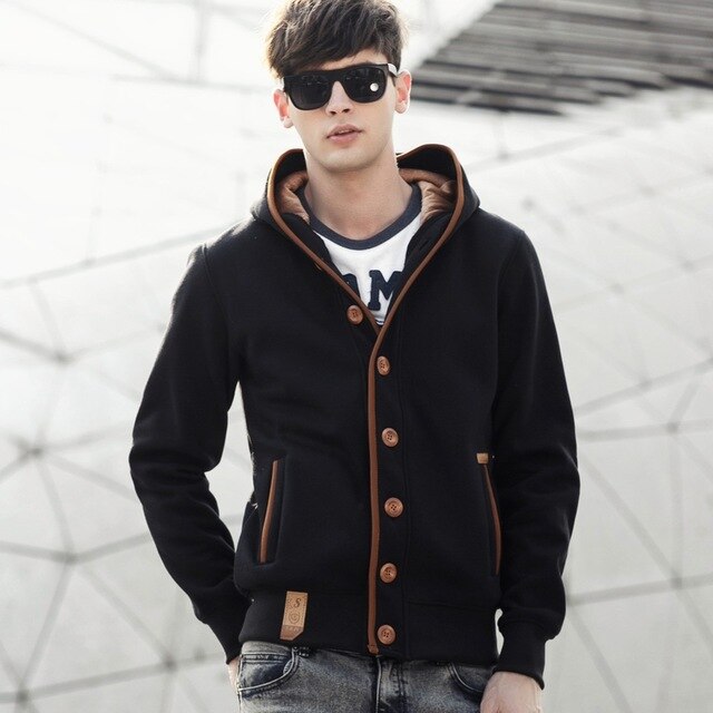 Men s Casual Buttoned Hoodie Cardigan Jacket Ambition Clothing